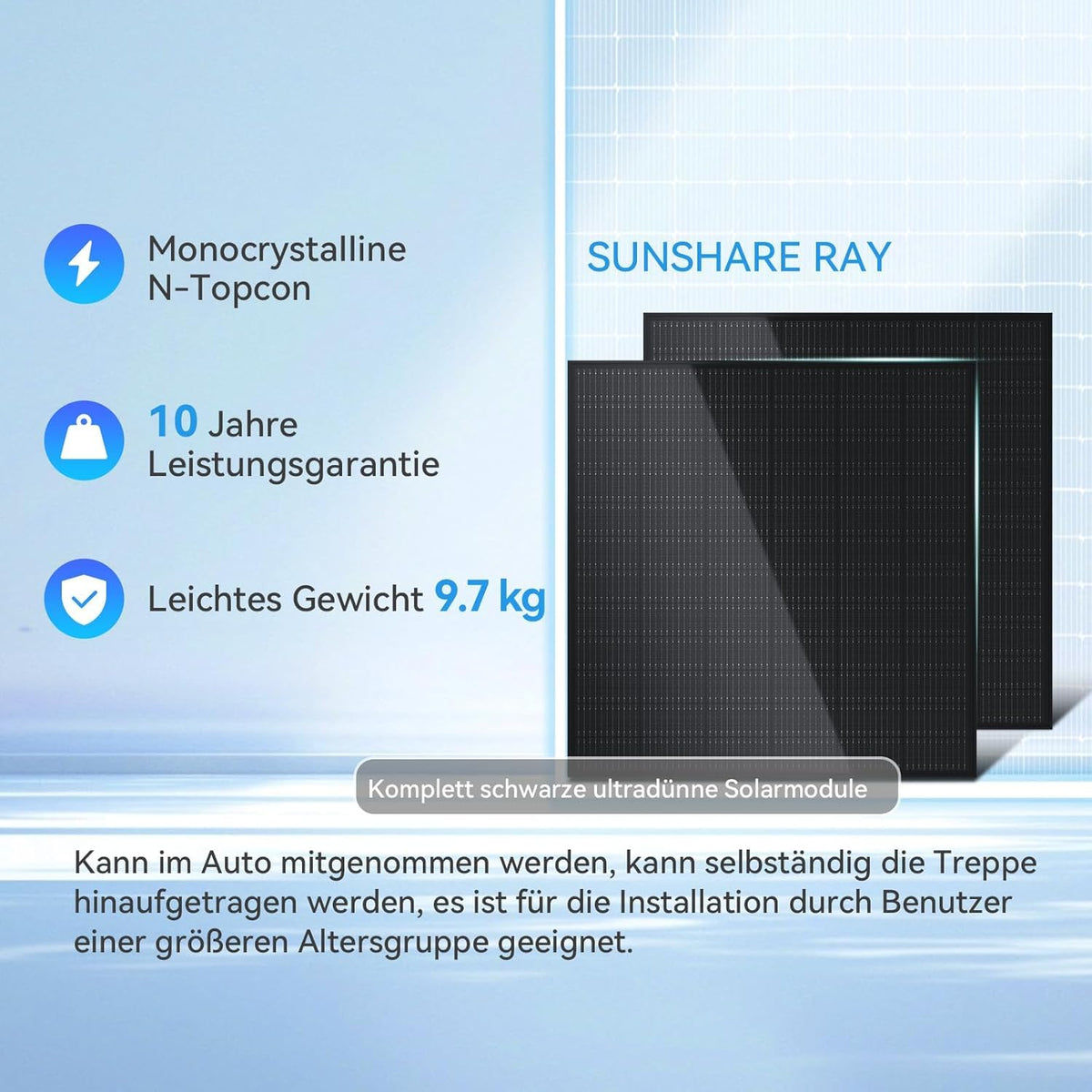 Ray Flachdach oder Garten 285W Solarmodul