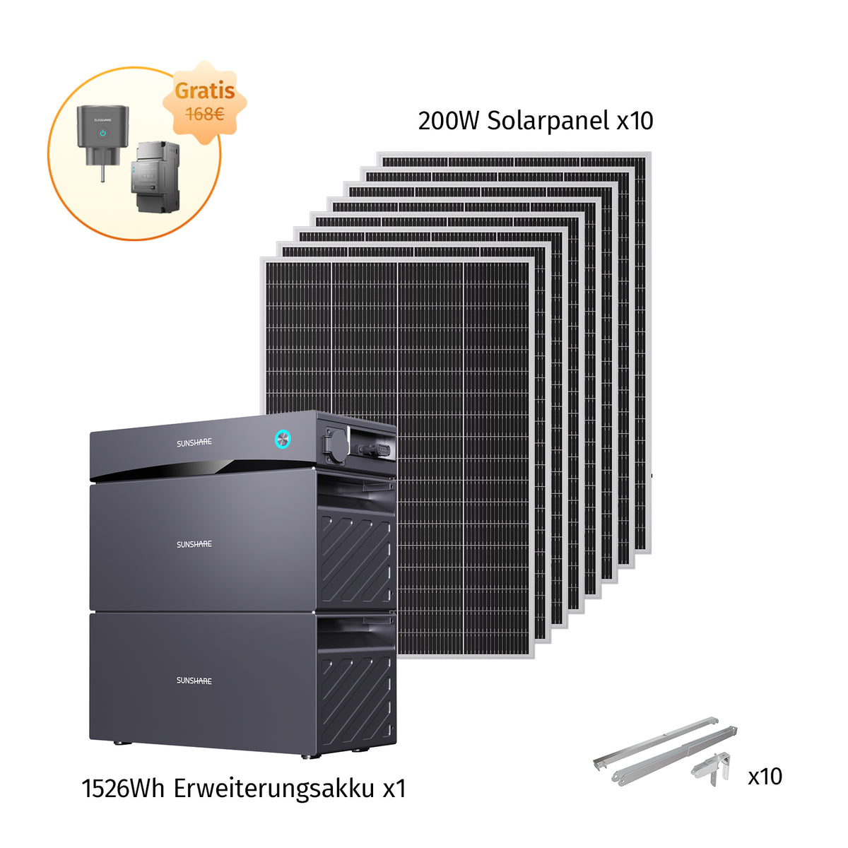Glory Standard Set 3,05 kWh (2000 Wp) mit Halterung