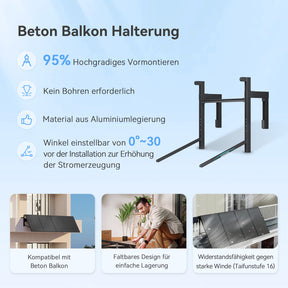 Beton Balkon Balkonkraftwerk 800W mit einstellbarer Halterung