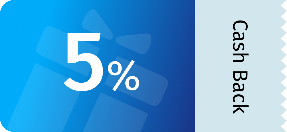 5 % Cashback <br>
erhalten Sie erhalten